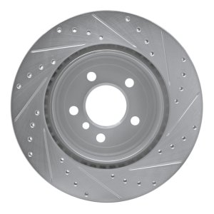 BMW 528I xDrive Brake Rotor (1) - Rear Left - R1 Concepts - Drilled & Slotted - Silver - `11-`16